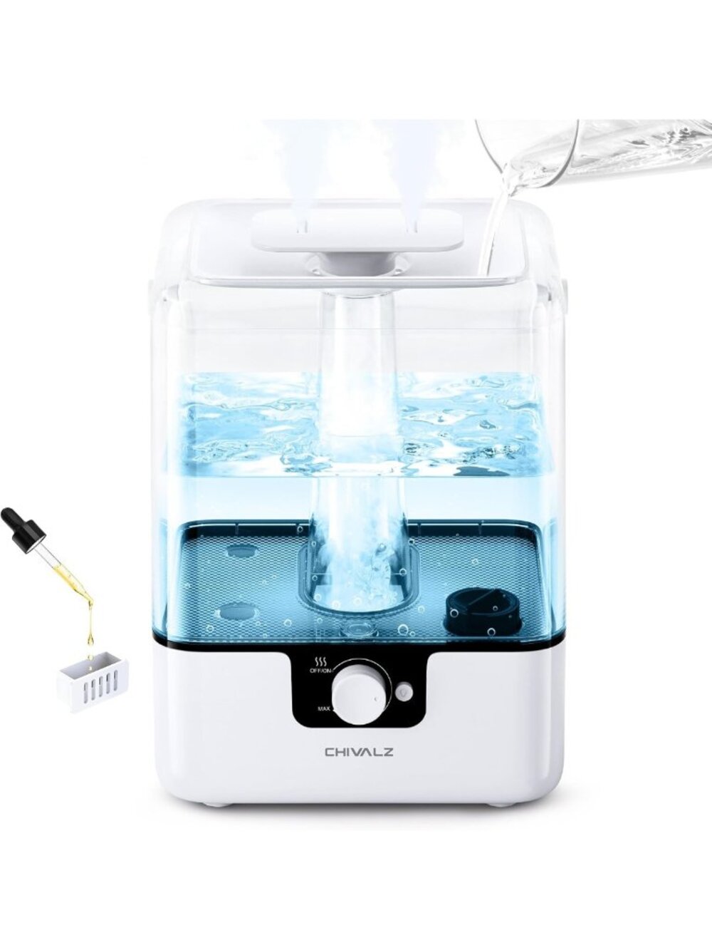 6L Cool Mist Humidifier for Bedroom, Whisper-Quiet 26dB, 50 Hours Runtime, White